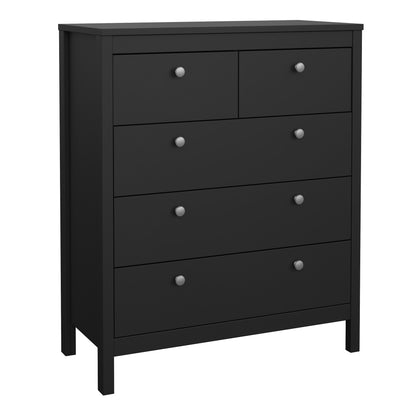 Madrid 3 Piece Bundle, Bedside, Chest and 2 Door Wardrobe in Matt Black