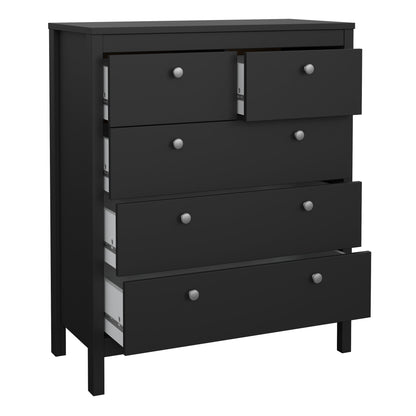 Madrid 3 Piece Bundle, Bedside, Chest and 2 Door Wardrobe in Matt Black