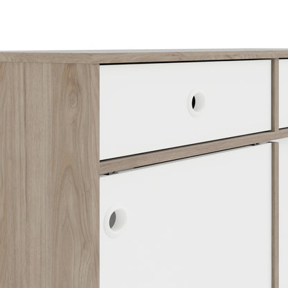 Rome Sideboard 2 Sliding Doors + 2 Drawers in Jackson Hickory Oak with Matt White