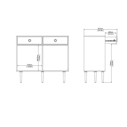 Rome Sideboard 2 Sliding Doors + 2 Drawers in Jackson Hickory Oak with Matt White