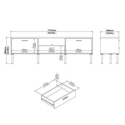 Media TV-Unit with 2 Doors + 1 Drawer