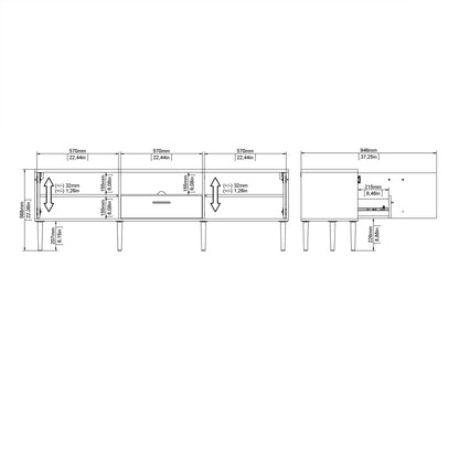 Media TV-Unit with 2 Doors + 1 Drawer