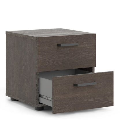 Dallas Nightstand 2 drawers Rovere Gessato Dark Oak