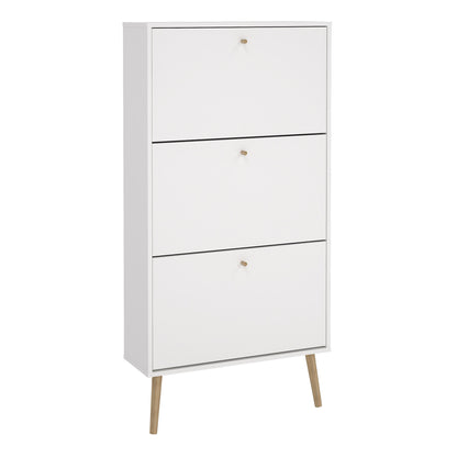 Cumbria Shoe Cabinet 3 flap Doors White