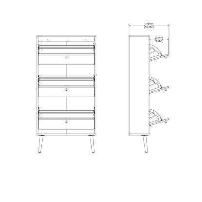 Cumbria Shoe Cabinet 3 flap Doors White