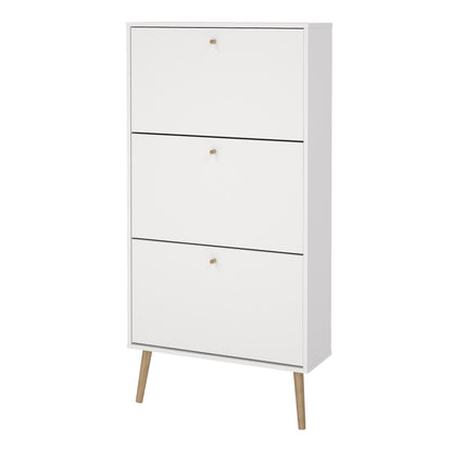 Cumbria Shoe Cabinet 3 flap Doors White