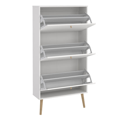 Cumbria Shoe Cabinet 3 flap Doors White