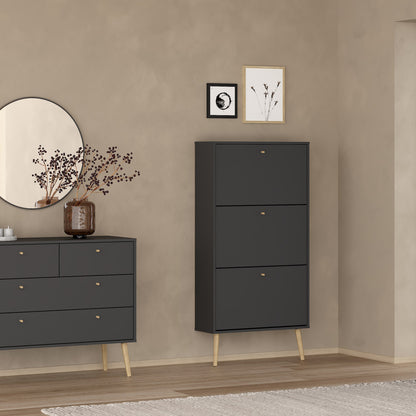 Cumbria Shoe Cabinet 3 flap Doors Dark Grey