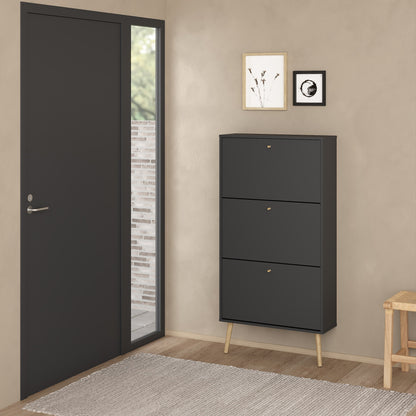 Cumbria Shoe Cabinet 3 flap Doors Dark Grey