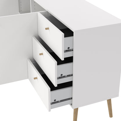 Cumbria Sideboard 2 Doors + 3 Drawers White