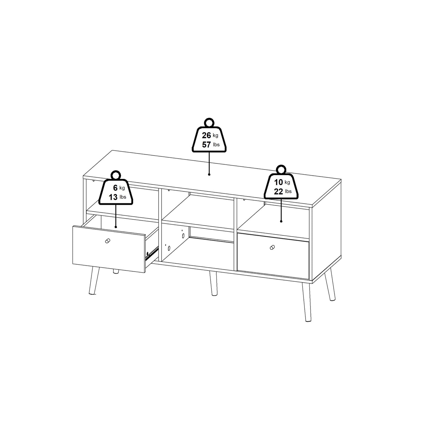 Cumbria TV-Unit 2 Drawers White