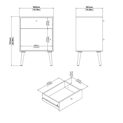 Cumbria Nightstand 1 Door + 1 Drawer Dark Grey