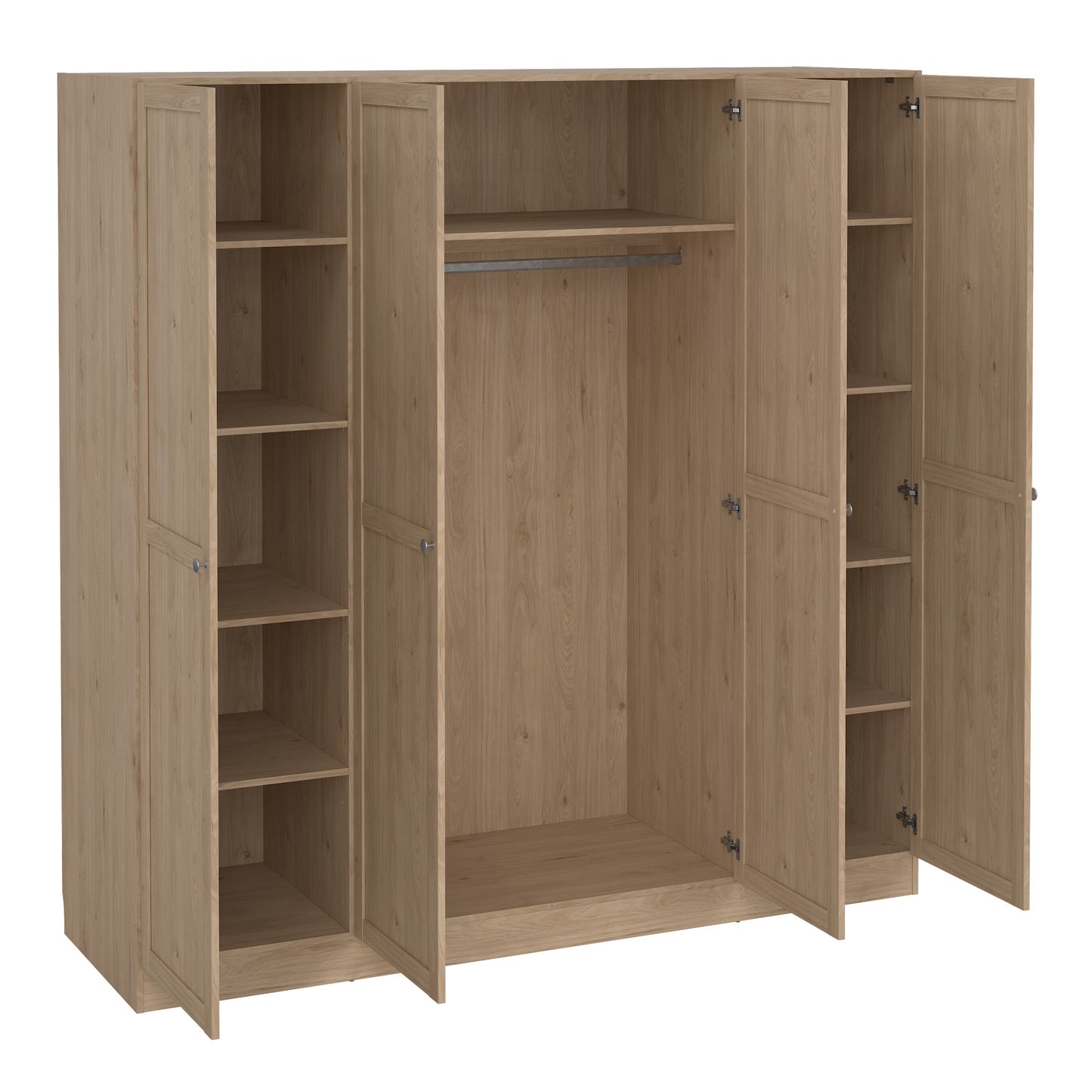 Brande Wardrobe with 4 Frame Doors in Jackson Hickory