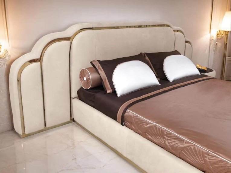 Gold Trim Step Design Bed