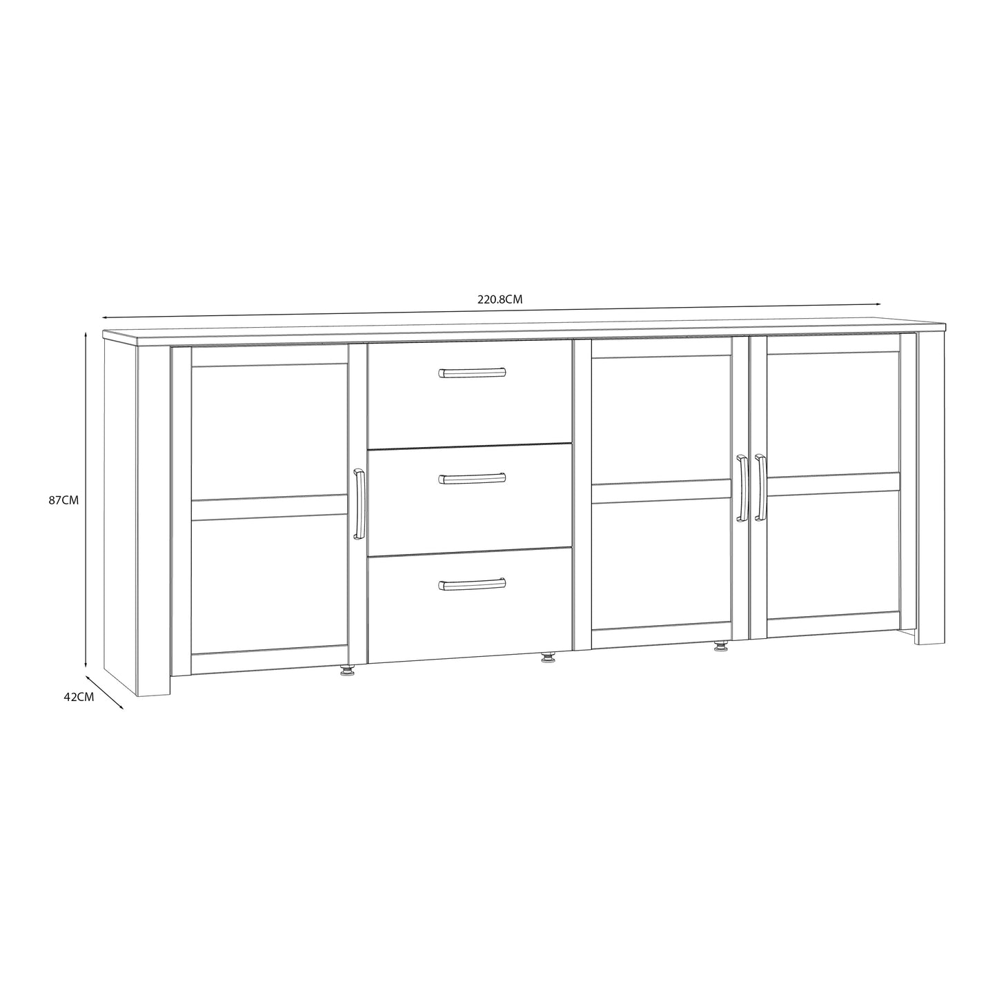 Bohol Large Sideboard in Riviera Oak/White