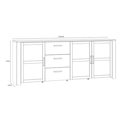 Bohol Large Sideboard in Riviera Oak/White