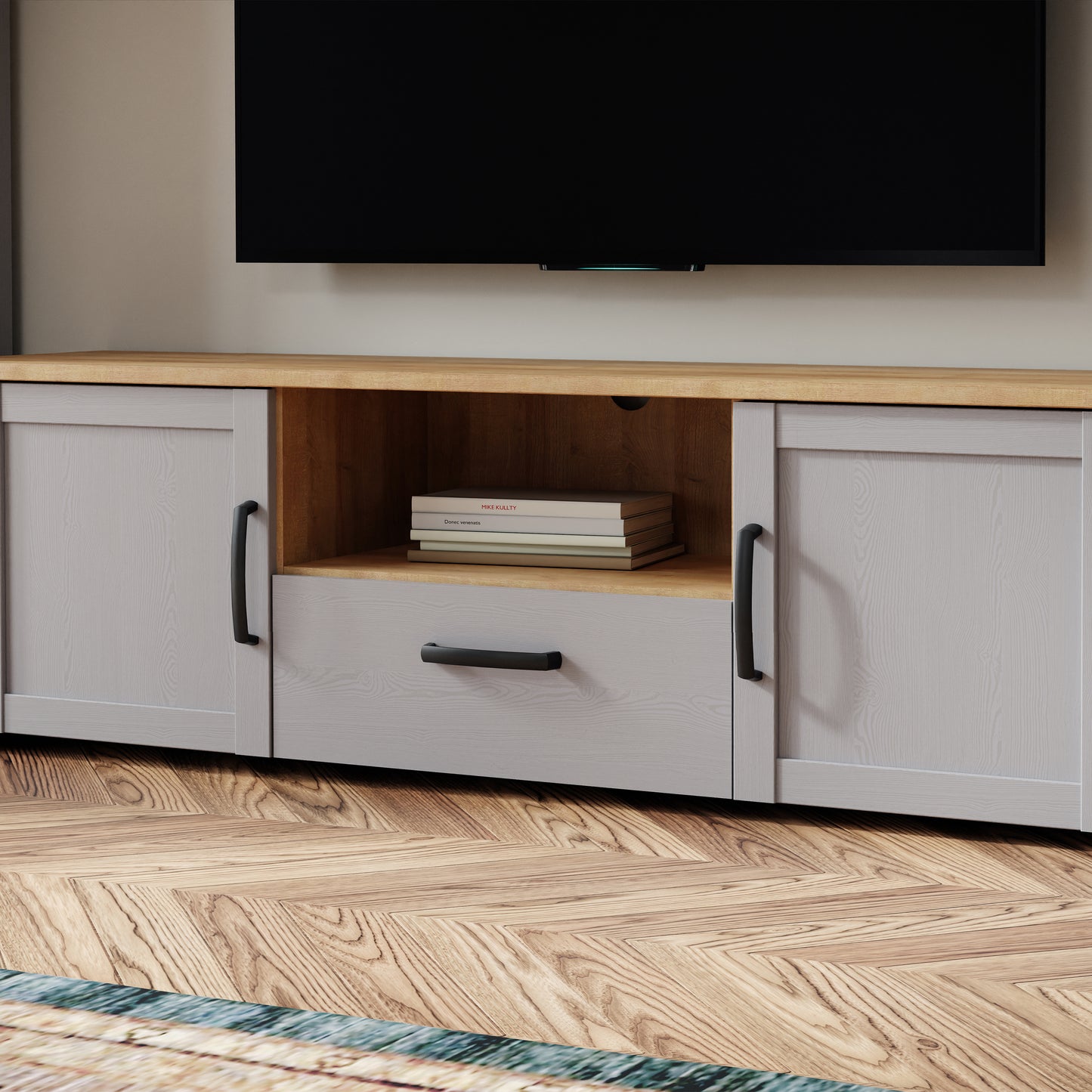 Bohol TV Unit  in Riviera Oak/Grey Oak