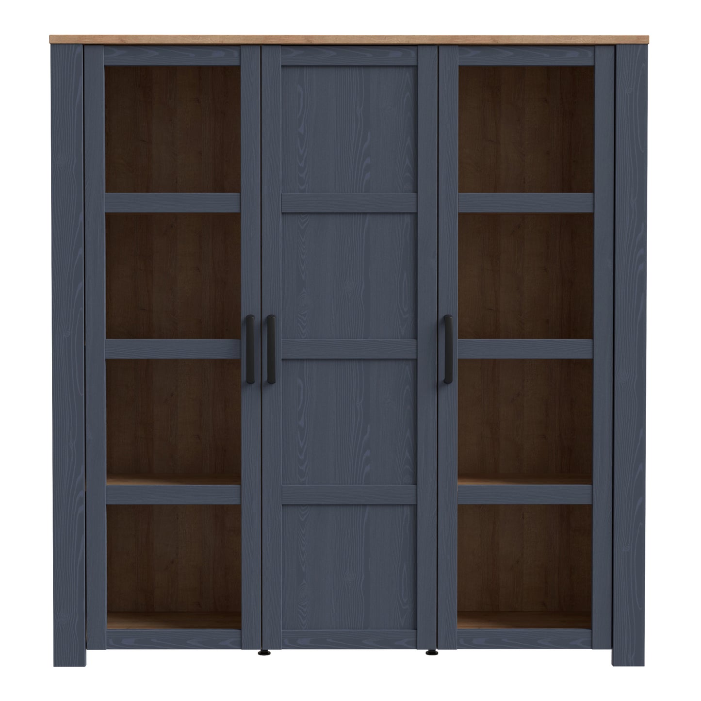 Bohol Large Display Cabinet in Riviera Oak/Navy