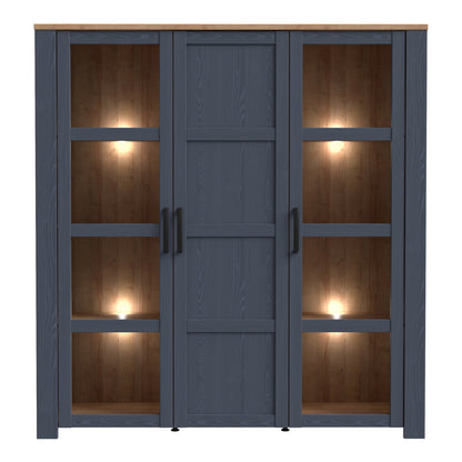 Bohol Large Display Cabinet in Riviera Oak/Navy