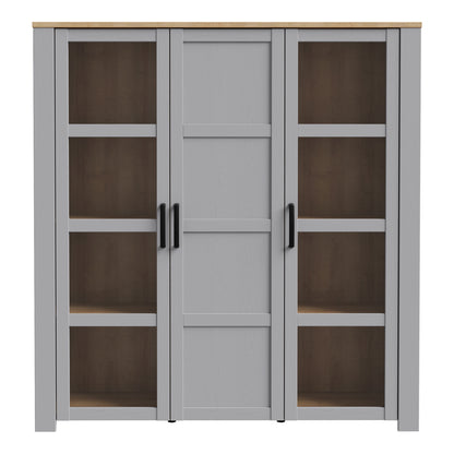 Bohol Large Display Cabinet in Riviera Oak/Grey Oak