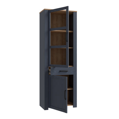 Bohol Narrow Display Cabinet in Riviera Oak/Navy