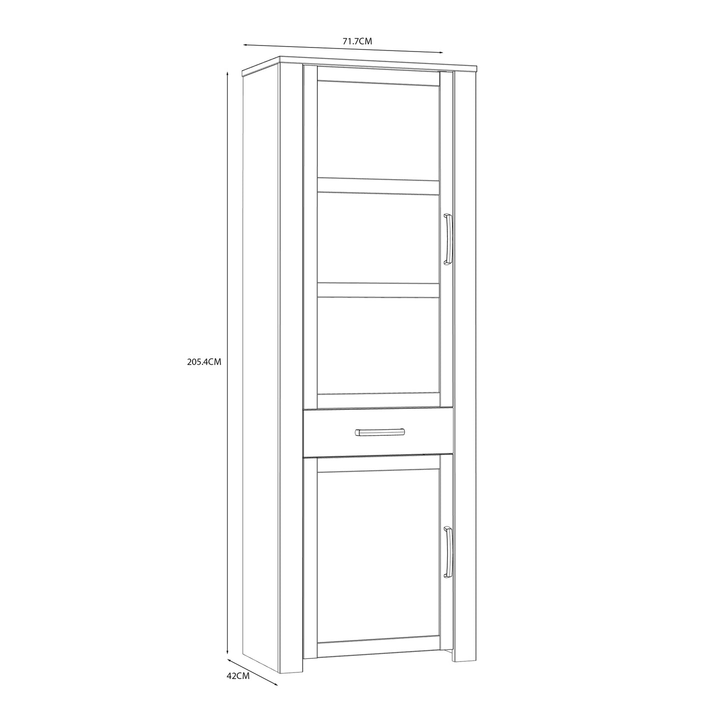 Bohol Narrow Display Cabinet in Riviera Oak/Navy