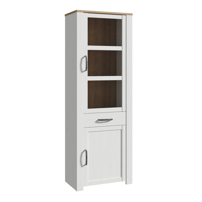 Bohol Narrow Display Cabinet in Riviera Oak/White