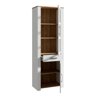 Bohol Narrow Display Cabinet in Riviera Oak/White