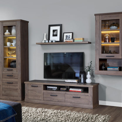 Corona 200cm Wall Shelf in Tabak Oak