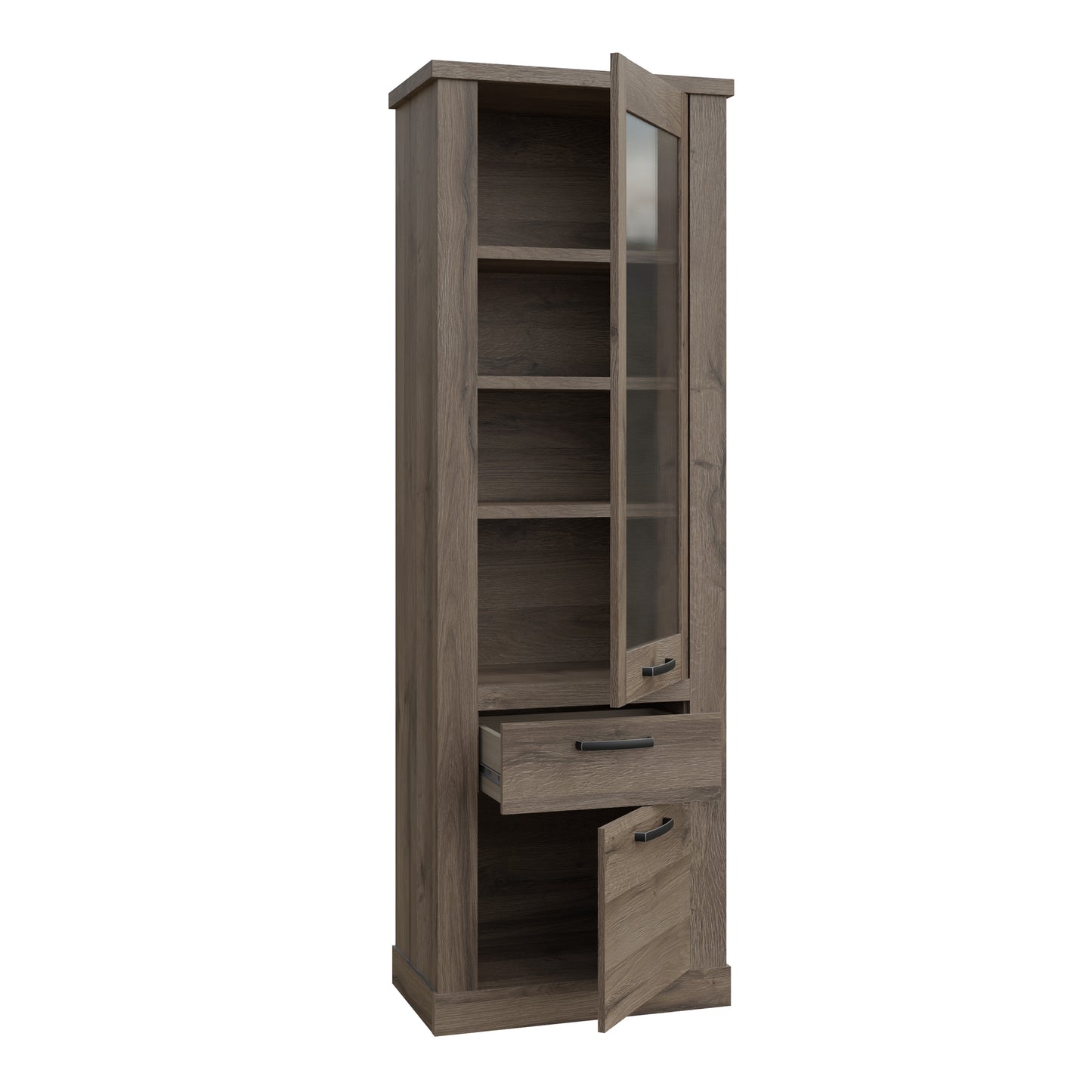 Corona Narrow Display Cabinet in Tabak Oak