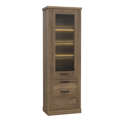 Corona Narrow Display Cabinet in Tabak Oak