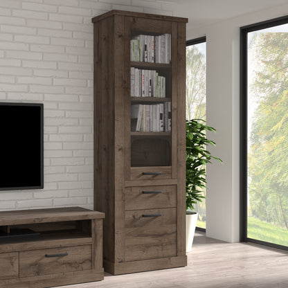 Corona Narrow Display Cabinet in Tabak Oak