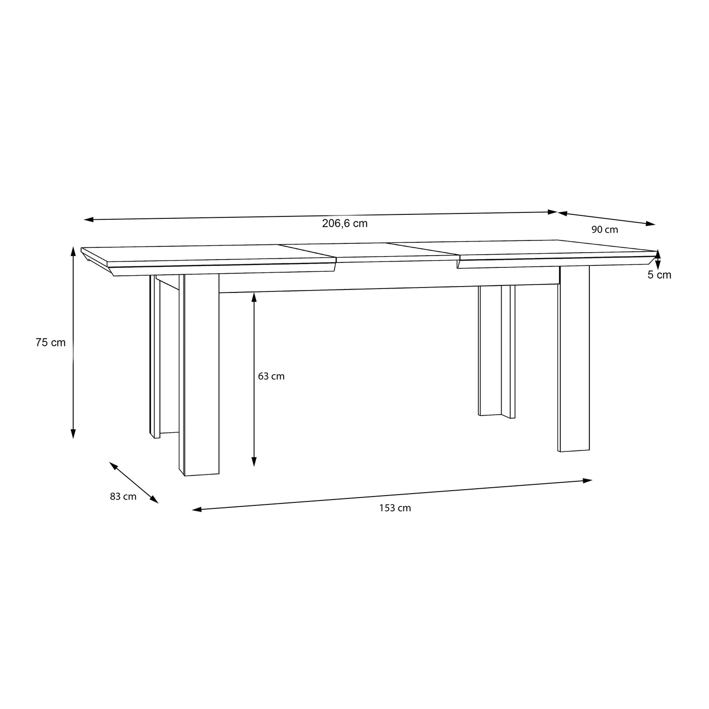 Illoppa Dining Table Extended in Oak Nelson/Snowy Oak