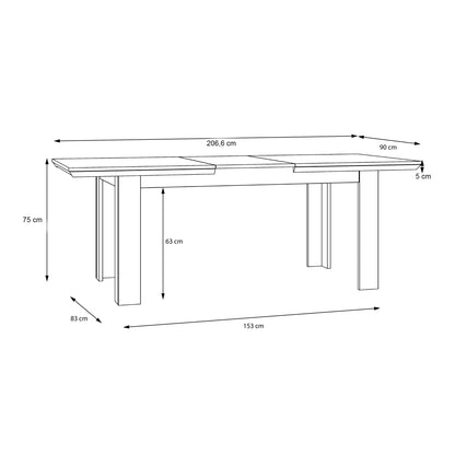 Illoppa Dining Table Extended in Oak Nelson/Snowy Oak