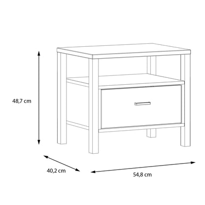 High Rock Bedside in Matt Black/Riviera Oak