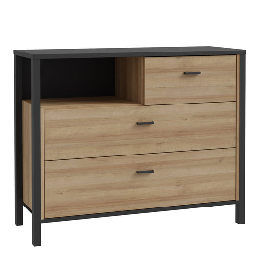 High Rock Chest of Drawers in Matt Black/Riviera Oak