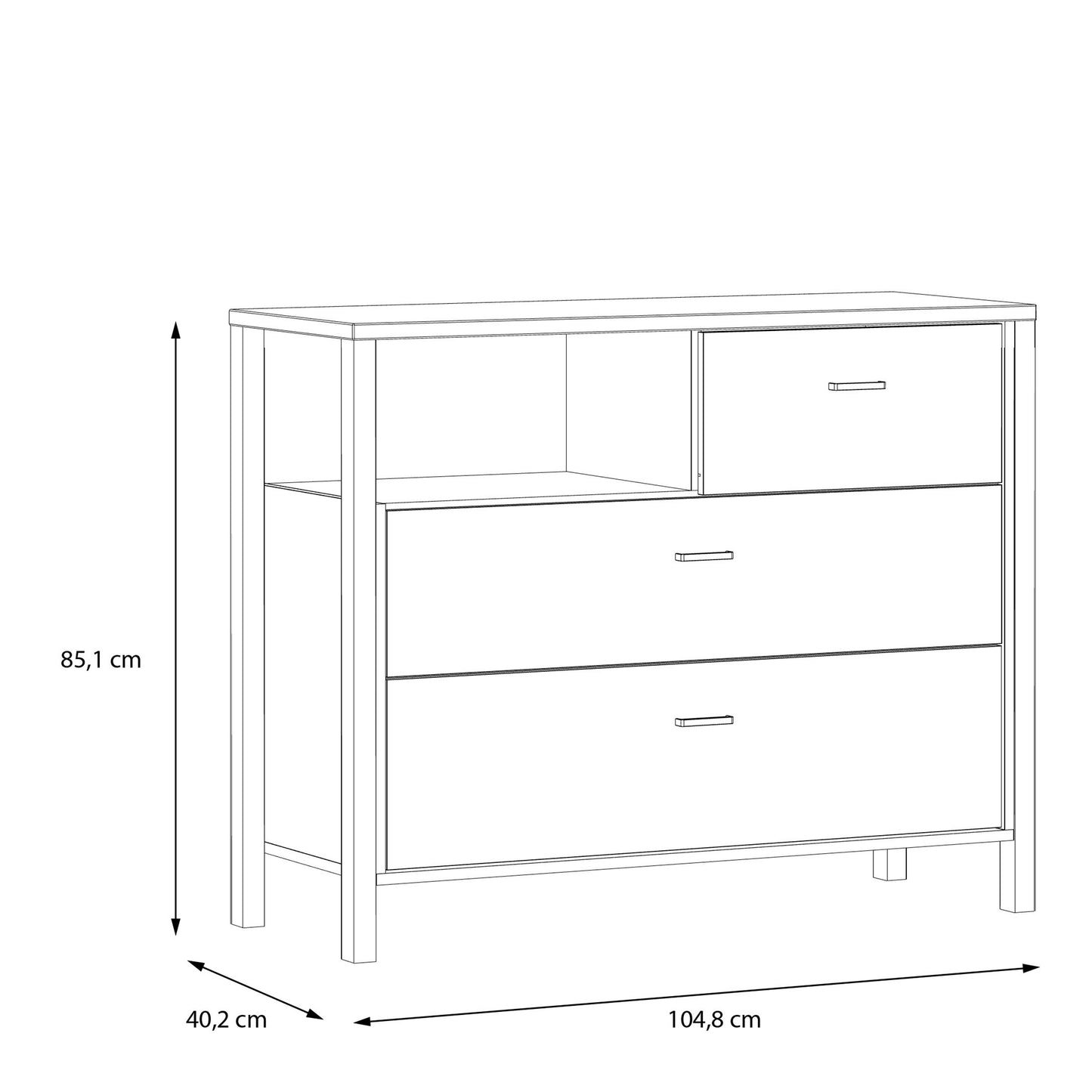 High Rock Chest of Drawers in Matt Black/Riviera Oak