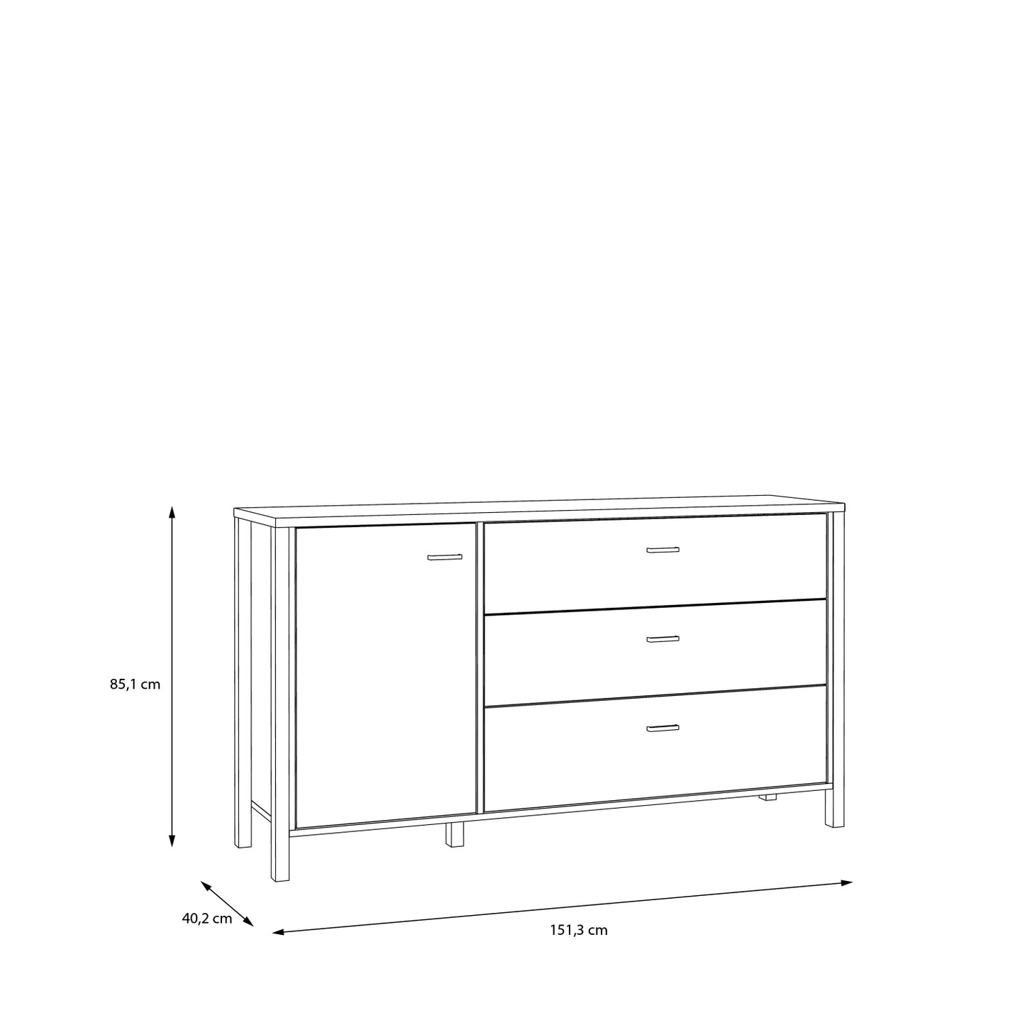 High Rock Sideboard in Matt Black/Riviera Oak