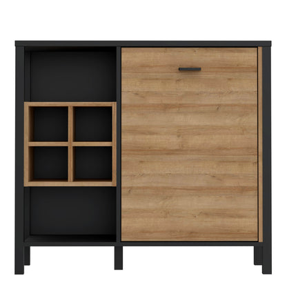 High Rock Storage / Display Chest in Matt Black/Riviera Oak