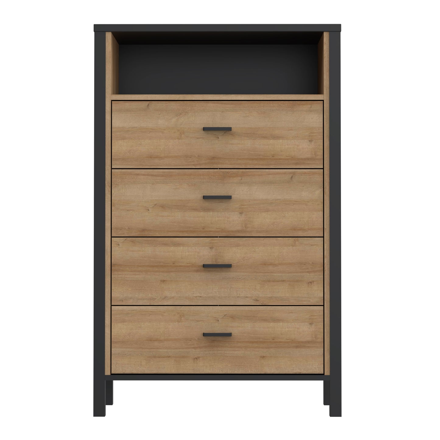 High Rock Chest of Drawers in Matt Black/Riviera Oak