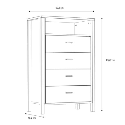 High Rock Chest of Drawers in Matt Black/Riviera Oak