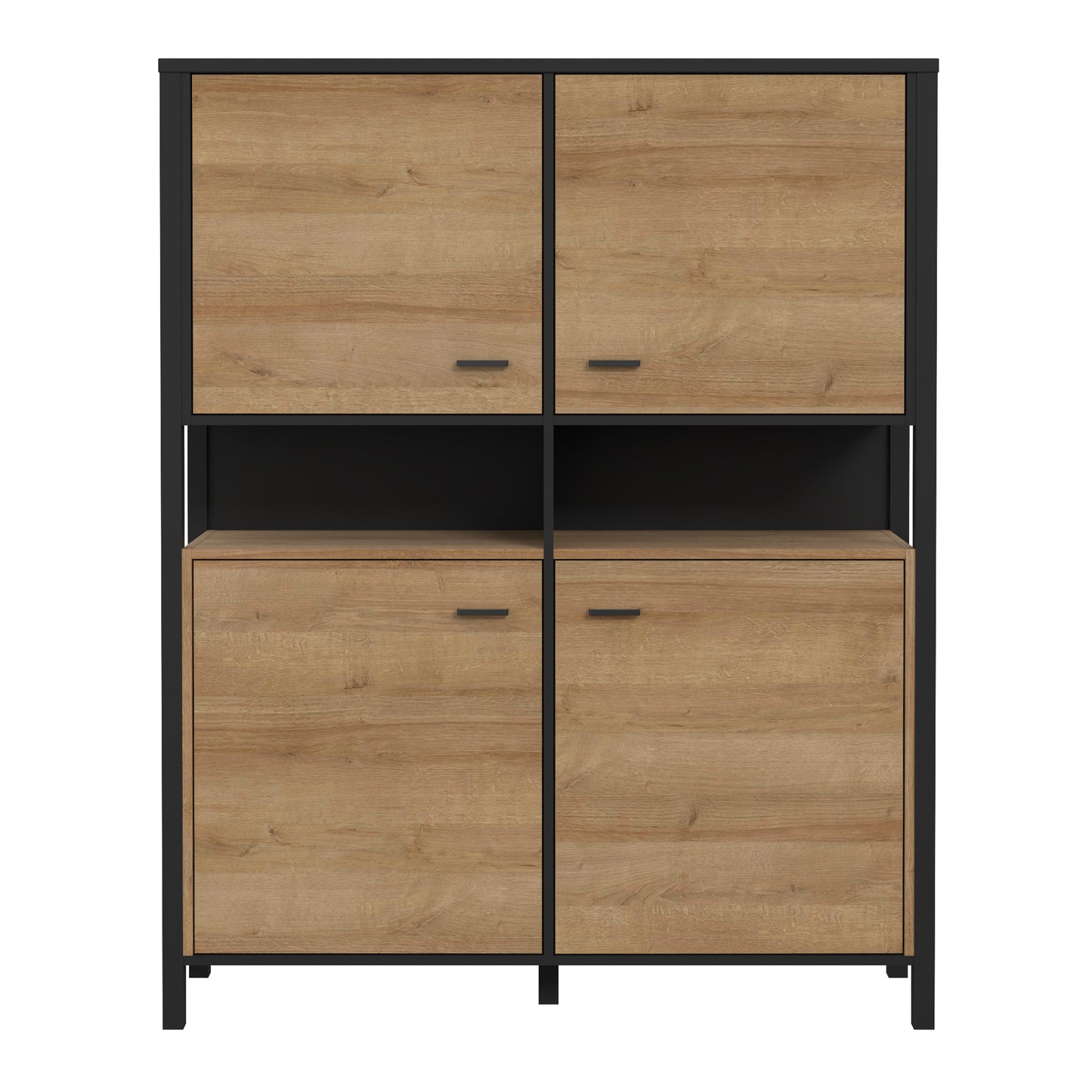 High Rock Storage Cabinet in Matt Black/Riviera Oak