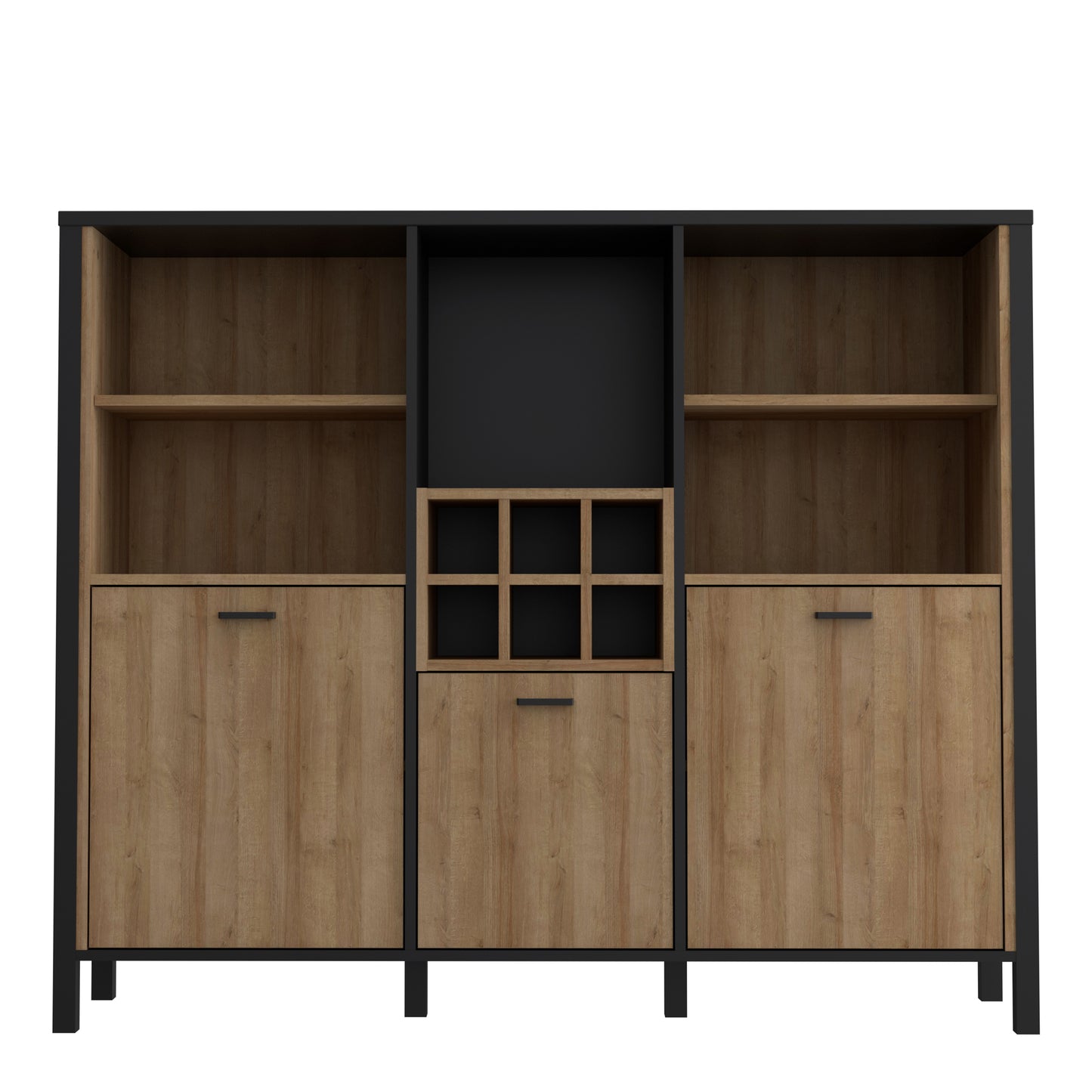 High Rock Shelf Unit in Matt Black/Riviera Oak