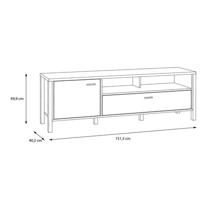 High Rock TV Unit in Matt Black/Riviera Oak