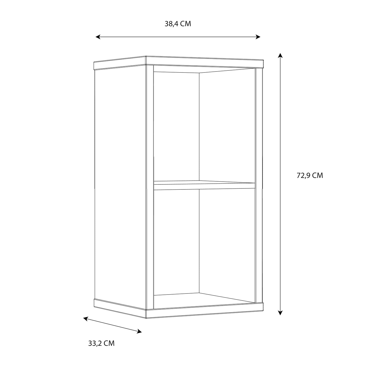 Mauro 1 Shelf Storage Unit in White High Gloss / White