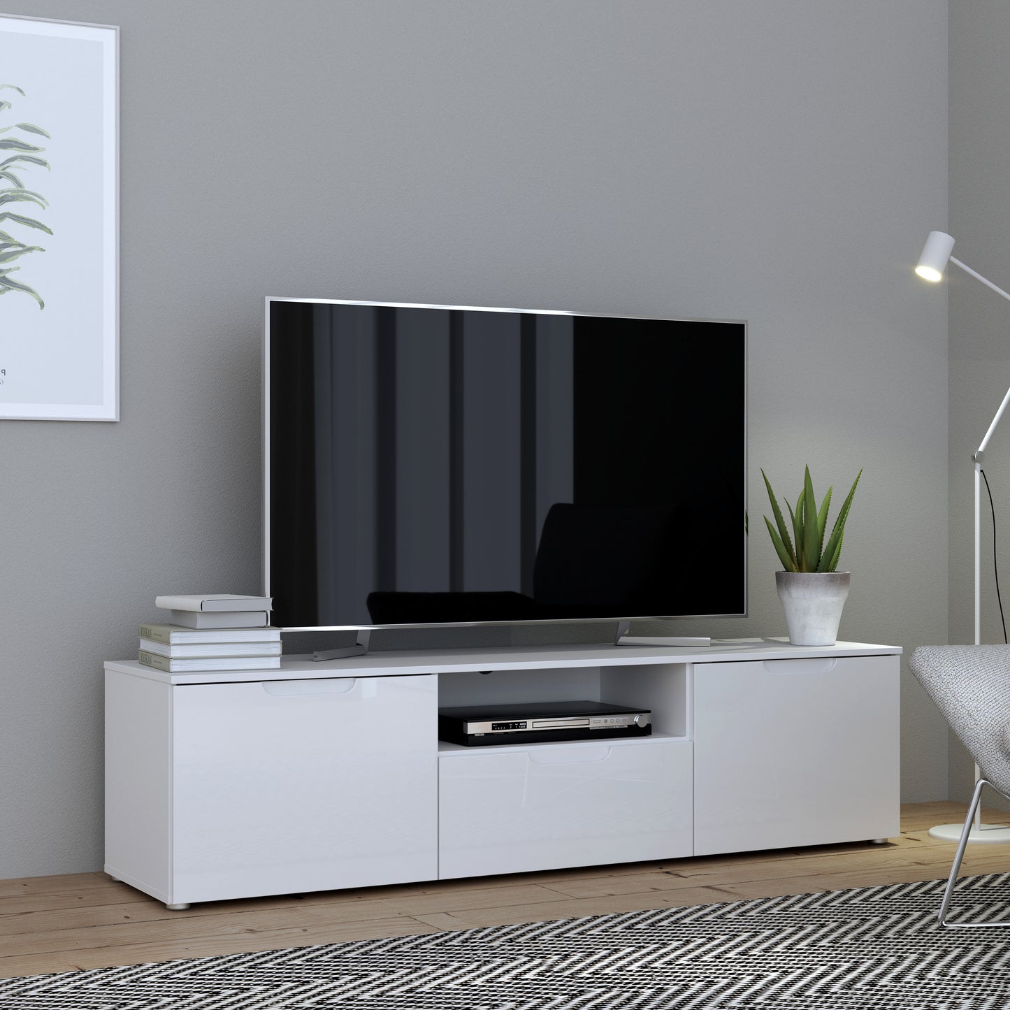 Sienna TV Unit  in White/White High Gloss