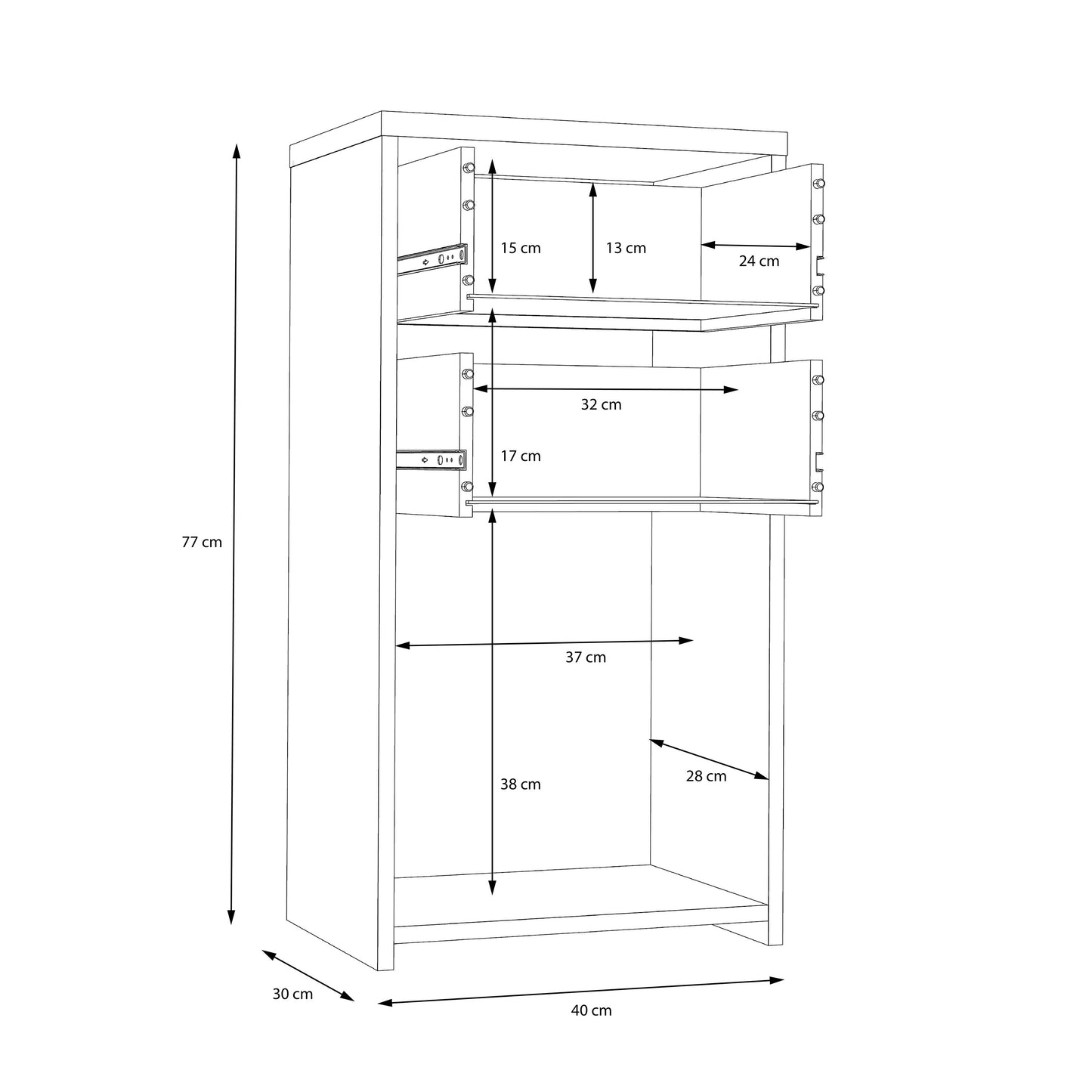 Best Chest Storage Cabinet 2 Drawers 1 Door in Concrete Optic Dark Grey/Old - Wood Vintage