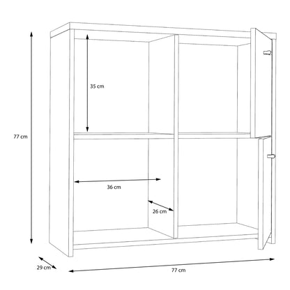 Best Chest Storage Cabinet with 4 Doors in Concrete Optic Dark Grey/Old - Wood Vintage