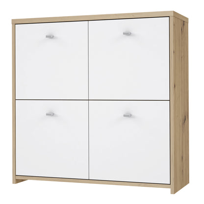 Best Chest Storage Cabinet with 4 Doors in Artisan Oak/White