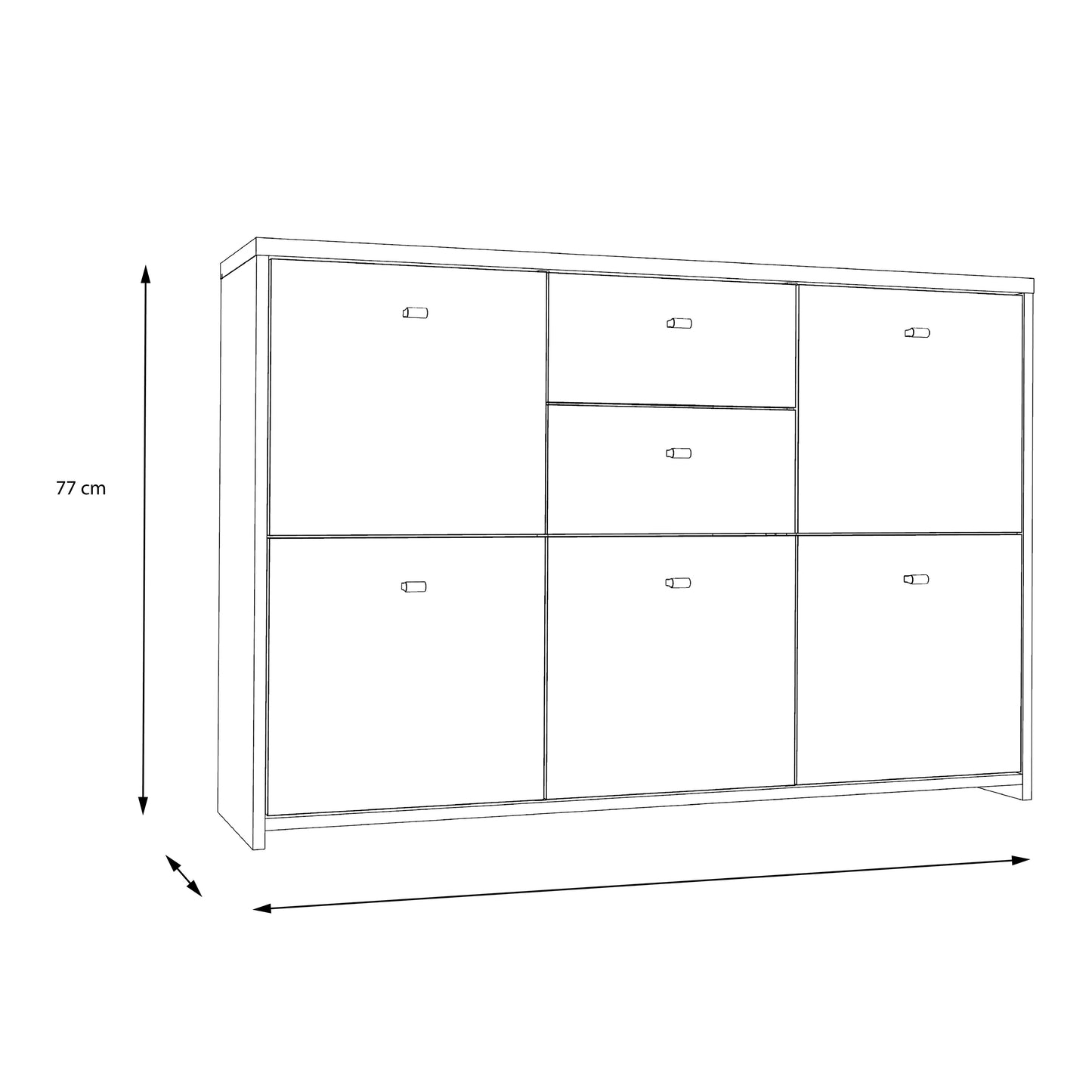 Best Chest Storage Cabinet with 2 Drawers and 5 Doors in Concrete Optic Dark Grey/Old - Wood Vintage